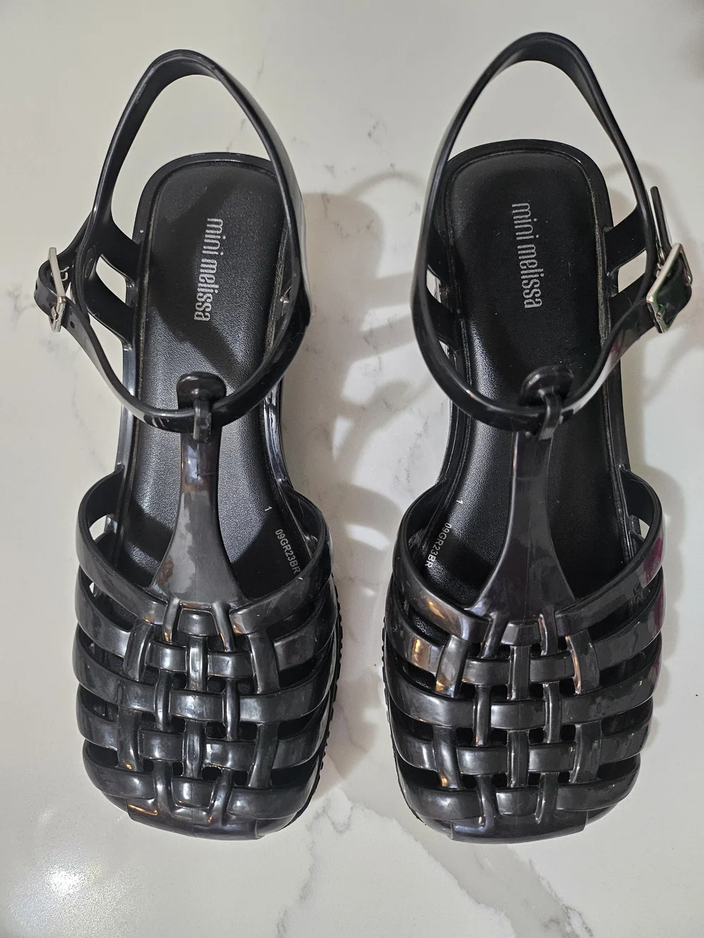 Mini Melissa Black Woven Jelly Sandals